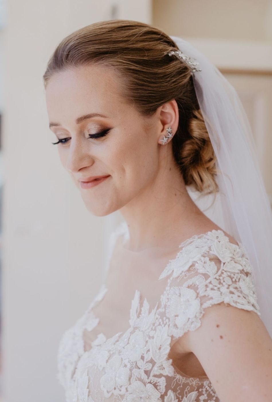 Maquillage mariée avec voile, mariage en Vendée